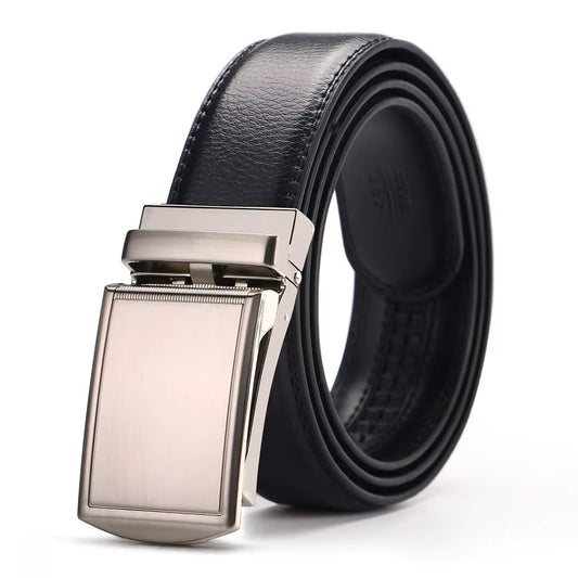 Men'S Ratchet Click Belt Genuine Leather Dress Belt for Men Jeans Holeless Automatic Sliding Buckle Black Brown Belts Cin