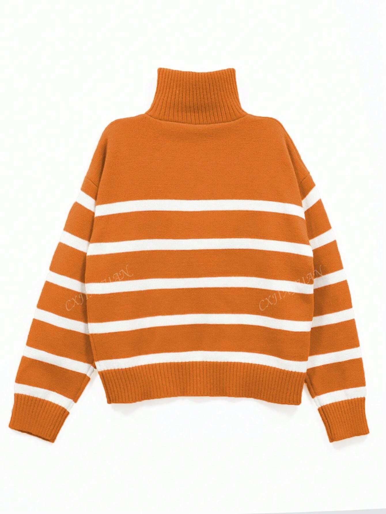 New Autumn/Winter Women Striped Crew Neck All-Match Sweater, Fashionable & Simple Pullover Design,Long Sleeve Tops