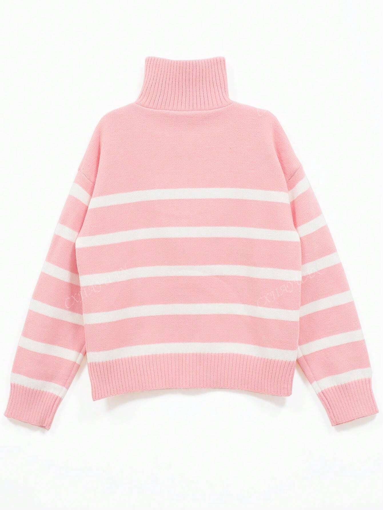 New Autumn/Winter Women Striped Crew Neck All-Match Sweater, Fashionable & Simple Pullover Design,Long Sleeve Tops