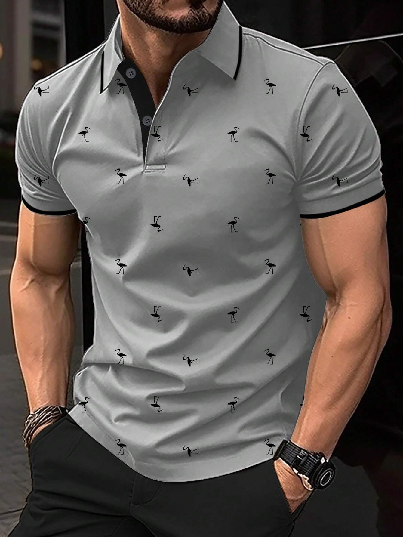 Manfinity RSRT Men'S Short Sleeve Printed Polo Shirt