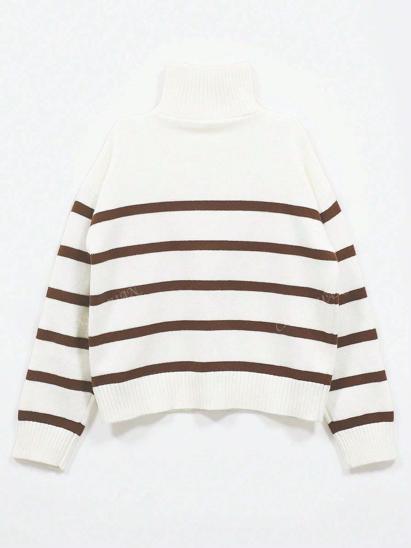 New Autumn/Winter Women Striped Crew Neck All-Match Sweater, Fashionable & Simple Pullover Design,Long Sleeve Tops