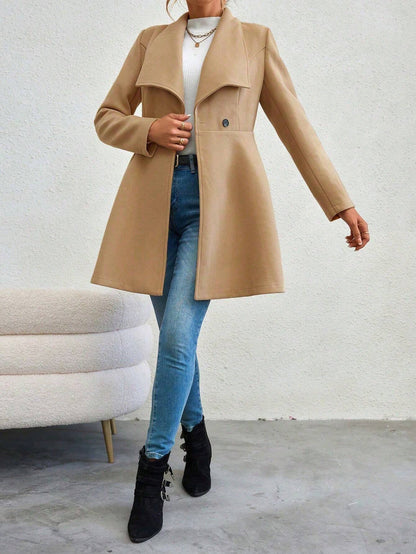 SHEIN RaffinéA Waterfall Collar Double Button Overcoat