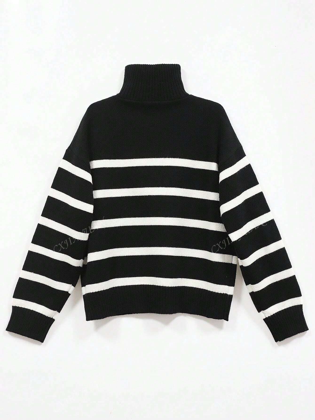 New Autumn/Winter Women Striped Crew Neck All-Match Sweater, Fashionable & Simple Pullover Design,Long Sleeve Tops