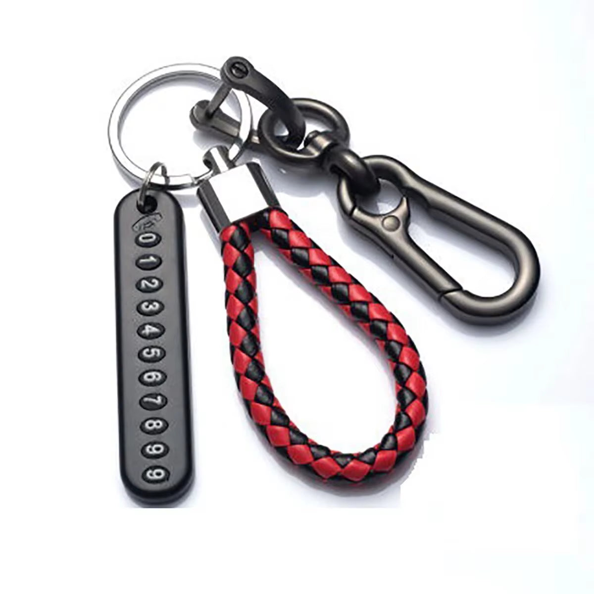 Trendy DIY Mobile Phone Number Plate Pendant Keychain for Men Punk Simple Woven Leather Rope Anti-Lost Car Key Chain Accessories