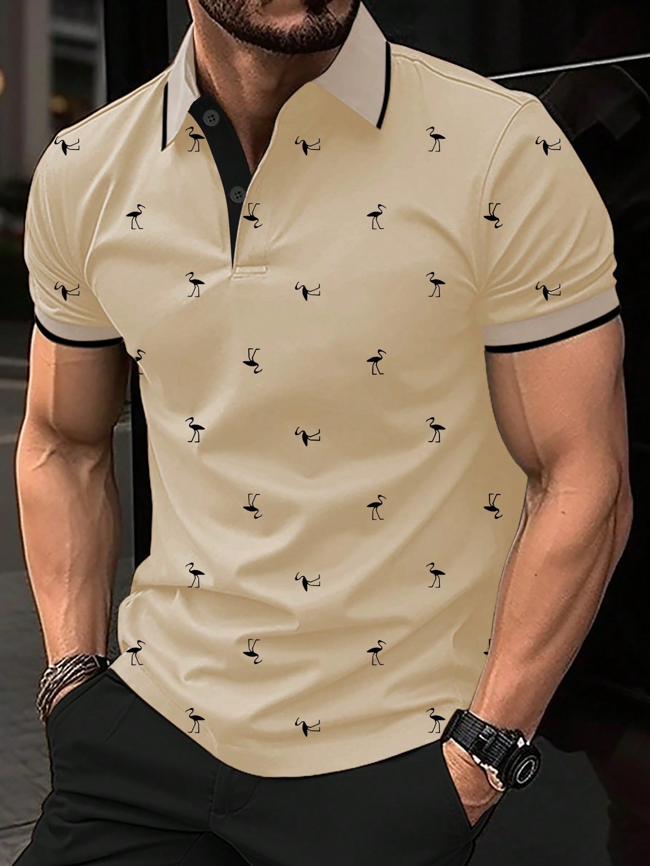 Manfinity RSRT Men'S Short Sleeve Printed Polo Shirt