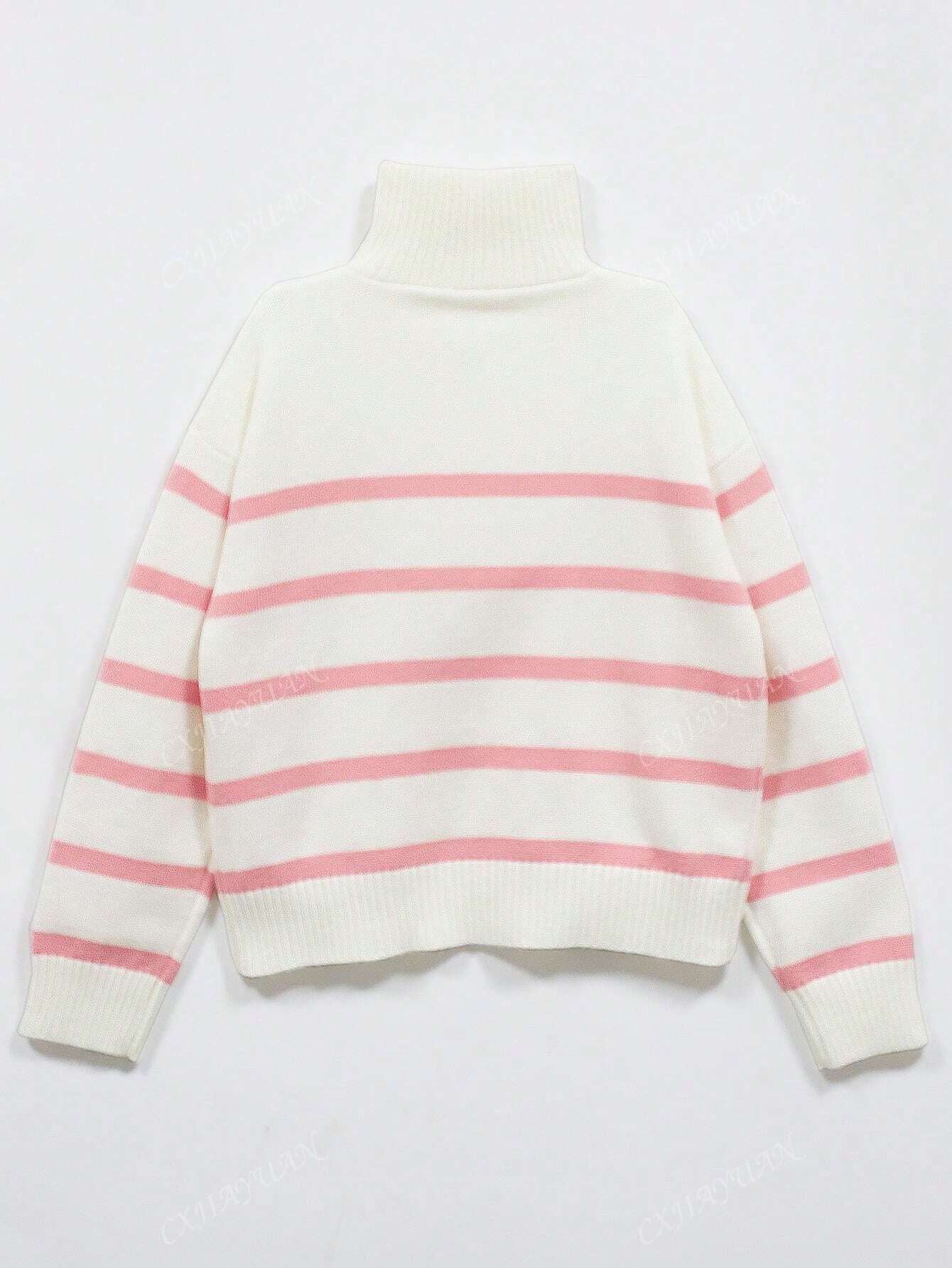 New Autumn/Winter Women Striped Crew Neck All-Match Sweater, Fashionable & Simple Pullover Design,Long Sleeve Tops