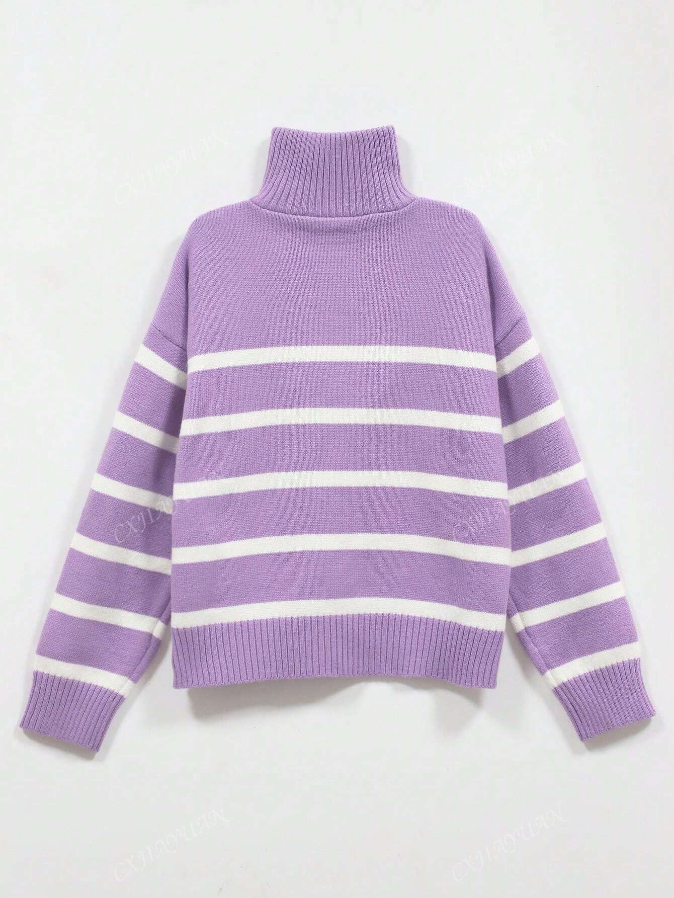 New Autumn/Winter Women Striped Crew Neck All-Match Sweater, Fashionable & Simple Pullover Design,Long Sleeve Tops