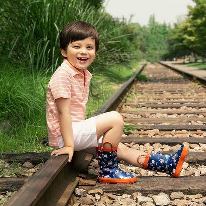 Toddler Rain Boots for Kids Unisex Kids Rain Boots for Boys and Girls, Handmade Natural Rubber Rain Boots for Children Botas Para Niños