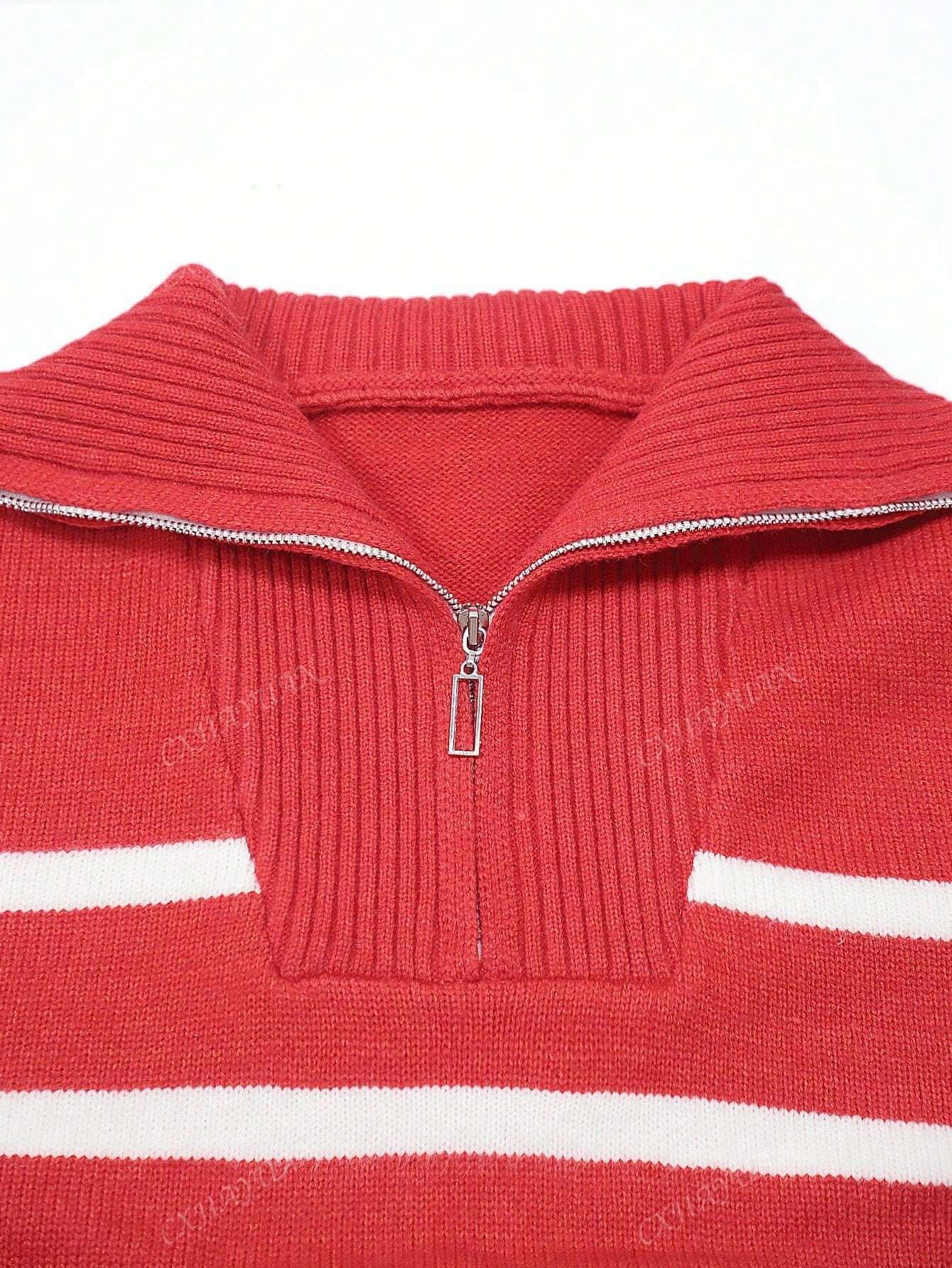 New Autumn/Winter Women Striped Crew Neck All-Match Sweater, Fashionable & Simple Pullover Design,Long Sleeve Tops